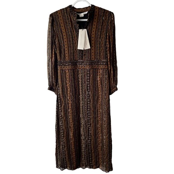 Veronica Beard Borrelli Brown Beaded Maxi Dress - Size 2 - Picture 2 of 7